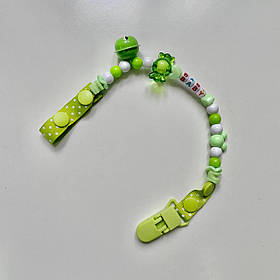 Тримач для соски, прорізувача, ніблеру з брязкальцем Mumlove Зелений