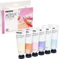 Акрилові фарби для малювання Набір пастель "Art ranger" 6 кольорів по 75 мл у тюбиках