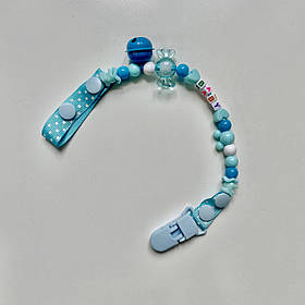 Тримач для соски, прорізувача, ніблеру з брязкальцем Mumlove Блакитний