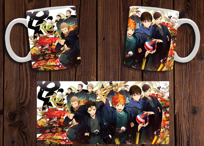 Чашка біла керамічна "Волейбол" Haikyuu ABC
