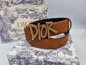 Ремінь Christian Dior із золотою пряжкою, рудий