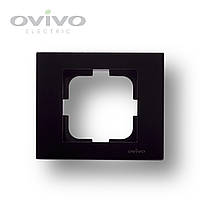 Рамка одинарная Ovivo GRANO для розетки или выключателя черный металлик