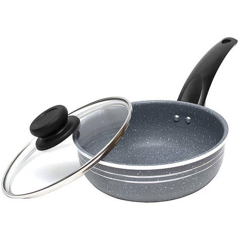 Сотейник "мармурова крихта" з кришкою 18х6, 5см, фото 1