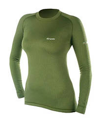 Термобілизна футболка з довгим рукавом жіноча Duo Skin 300 - оливковий