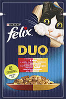 Влажный корм FELIX (Феликс) Fantastic Duo для взрослых кошек, кусочки в желе с говядиной и птицей 85 г