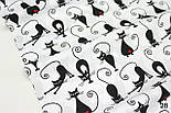 Польський бавовна, тканина з чорними котами на білому №28, фото 3