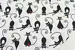 Польський бавовна, тканина з чорними котами на білому №28, фото 2