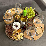 Винний столик набір із натурального дерева з менажницею, без келихів, фото 5