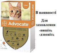 Bayer Advocate Адвокат краплі на холку для кішок до 4 кг від бліх, кліщів та глистів