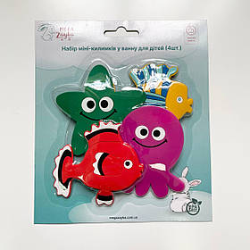 Набір міні-килимків у ванну для дітей для розвитку моторики на присосках 4 шт. Mumlove Різні кольори