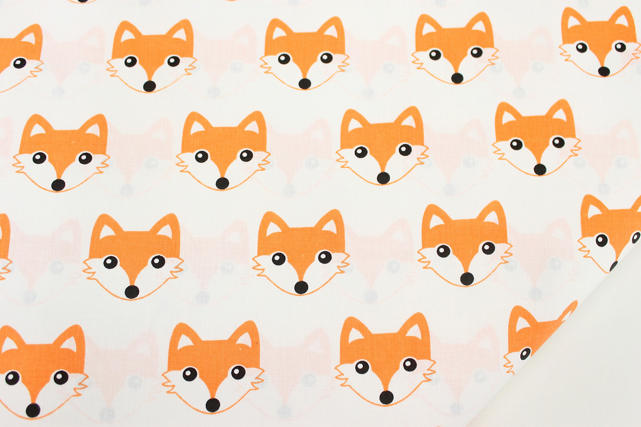 Бязь з мордочками лисичок оранжевого кольору № 133, фото 1