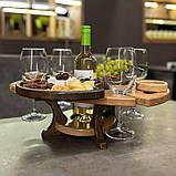 Винний столик набір із натурального дерева з менажницею, без келихів, фото 2