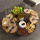 Винний столик набір із натурального дерева з менажницею, без келихів, фото 3