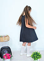 Сарафан для дівчинки з орнаментом Шкільна дитяча форма вік від 6 до 14 років чорного кольору, фото 3