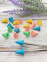 Наконечники для спиць силіконові 16х20 мм (за 2 шт.). Колір мікс. Колір мікс.