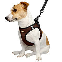 Шлейка для собак мягкая Bronzedog Sport Vest, шлея для собак светоотражающая коричневая