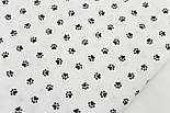 Лоскуток. Бавовняна тканина з чорними лапками на білому тлі 57*160 см, фото 2