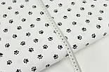 Лоскуток. Бавовняна тканина з чорними лапками на білому тлі 57*160 см, фото 6