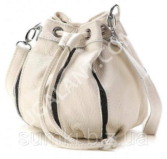 Сумка мішок жіноча шкіряна річна, фото 1