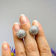 Сережки серебряные шарики Молли серьги с камнями