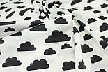 Тканина бавовняна "Хмари різних розмірів" чорна на білому тлі №415, фото 3