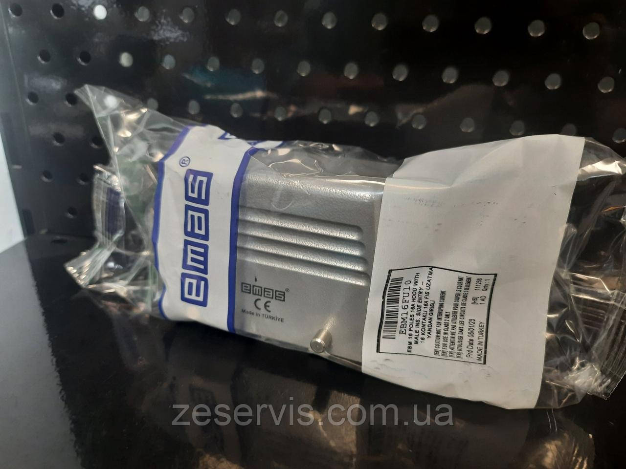 Роз'єм промисловий 16P+E (вилка) в корпусі (вхід збоку) (EBM16FU10), фото 1