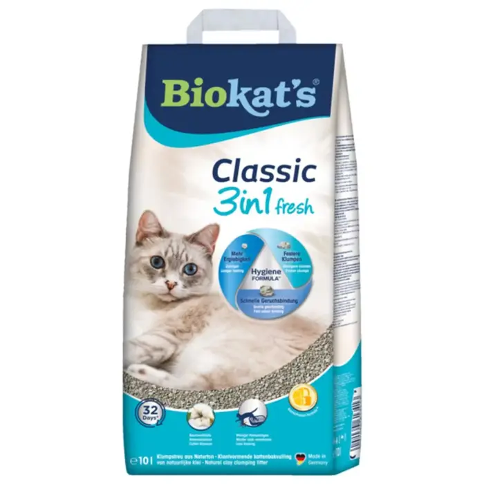 Наповнювач туалету для кішок бентонітовий Biokat Classic Fresh 3in1 Cotton Blossom 10 л