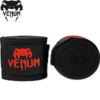 Боксерские бинты для единоборств бинты под боксерские перчатки Venum Boxing Handwraps Black Red (2,5м.)