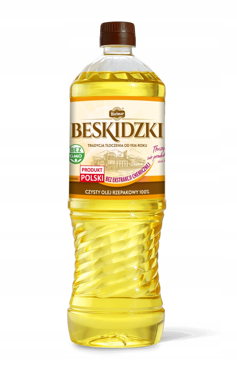Олія рафінована ріпакова для смаження, рослинне першого пресування Olej Beskidzki, 1 л, Польща