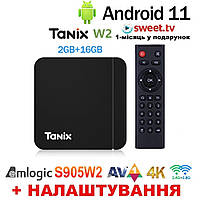 TV-Приставка Tanix W2 2/16GB Amlogic S905W2 W2-A (Android Smart TV BOX, Андроид Смарт ТВ Приставка, АндроїдТБ) Встановлення сервісів (+50 грн)