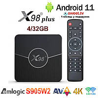 TV-Приставка X98 Plus 4/32 GB Amlogic S905W2 (Android Smart TV BOX, Андроїд тв бокс)