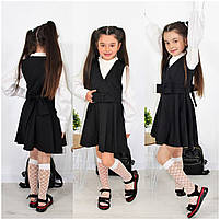 Сарафан для дівчинки Шкільна дитяча форма вік від 6 до 13 років чорного кольору, фото 2