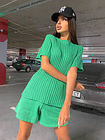 Костюм шорти та вільна кофта в смугу рубчик