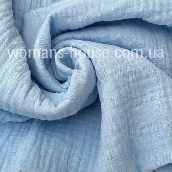 Тканина Муслін жатка двошаровий Світло блакитний
