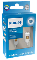 Автолампы W5W LED white Ultinon Pro6000 Philips (11961CU60X2) 2шт