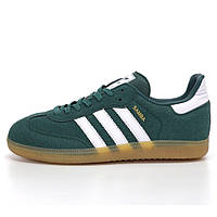 Мужские кроссовки Adidas Samba OG Green White Brown, зеленые замшевые кроссовки адидас самба