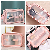 Женская водонепроницаемая косметичка WASHBAG Medium 26х15х8,5см розовый кейс для косметики, дорожная сумочка