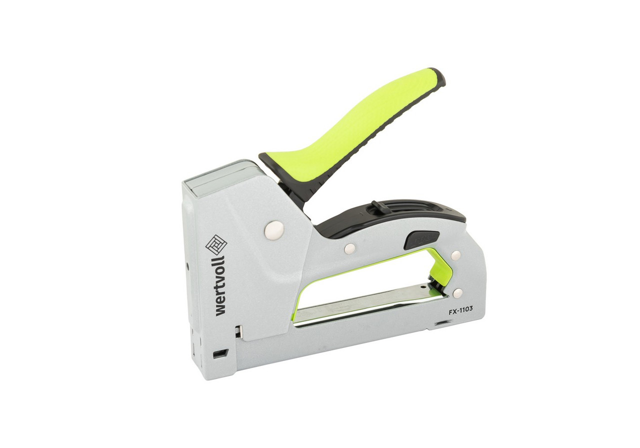 Степлер ресорний для скоби 4-14 мм 11,3*0,7 мм, корпус метал, обгумована ручка WERTVOLL FX-1103, фото 1