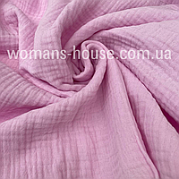 Ткань Муслин жатка однотонный двошаровый Розовый светлый