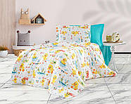 Постільна білизна Королева Ночі (Ранфорс Premium) | Сімейний комплект | 50х70 | Каченята на білому та бірюзовому, фото 2