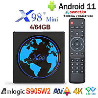 TV-Приставка X98 Mini 4/64 GB Amlogic S905W2  Android 11 (Android Smart TV BOX, Андроїд тв бокс)