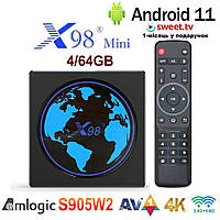 TV-Приставка X98 Mini 4/64 GB Amlogic S905W2 Android 11 (Android Smart TV BOX, Андроїд тв бокс)