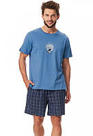 Пижама мужская шорты хлопок Key MNS 252 синий XXL