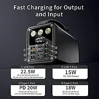 Power Bank 60000 мАч, швидка зарядка USB C PD 20 Вт (акумулятор для iPhone, Samsung, iPad, MacBook та кемпінгу)