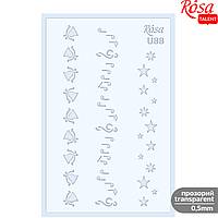 Трафарет ROSA Talent, 13*20 см., 0,5 мм., многоразовый, прозорий, №U88, Серія Зима, (3621088)"