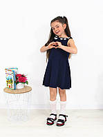 Сарафан для дівчинки Шкільна дитяча форма вік від 6 до 13 років синього кольору, фото 2