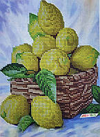 А5-Д-497 Лимоны в корзинке, набор для вышивки бисером картины