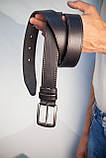 Чорний чоловічий ремінь з натуральної шкіри , ширина 3,5 см, фото 5