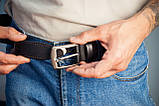 Чорний чоловічий ремінь з натуральної шкіри , ширина 3,5 см, фото 7