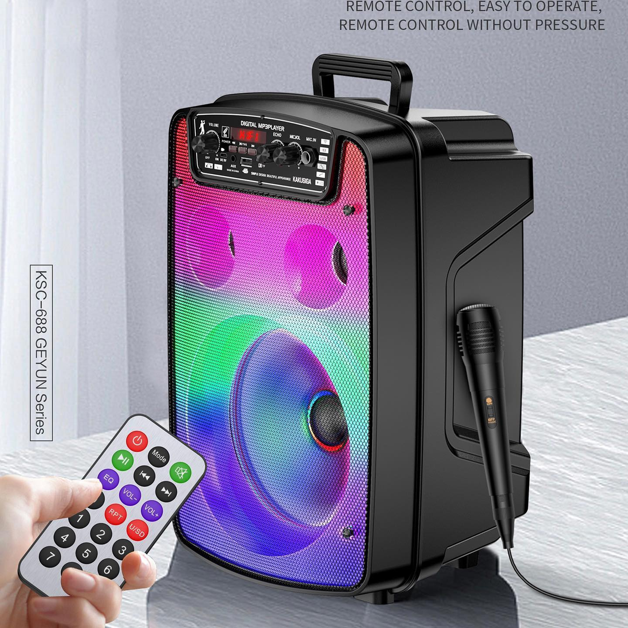 Переносна акустична система MEGAFOX OTY-808 (8 "x1) (10W) (Провідний Мікрофон + пульт) 2400 mAh
